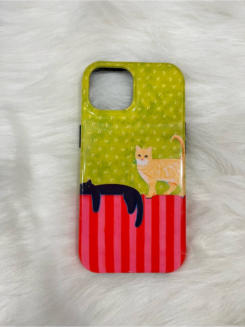 Green & Red Whimsical Cat Pattern Phone Case - Cute Cat Design